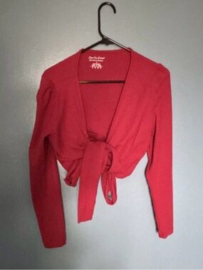 Super Cute Dresses Red Tie-Front Women's Cardigan